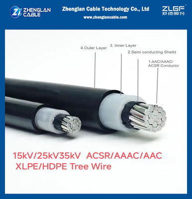 15kv AAC AAAC ACSR Condutor XLPE HDPE Cabos de árvore de isolamento 185mm2 NTC 5909 ICEA S121-733