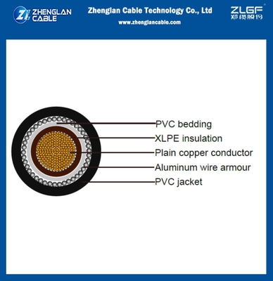 0.6/1kv CU/XLPE/PVC/AWA/PVC Cabo de alimentação de baixa tensão Armadura de arame de alumínio 1x630sqmm IEC60502-1