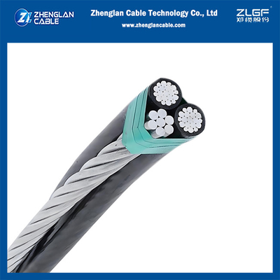 1KV Triplex cabo aéreo AAC/XLPE+ACSR nu neutro 2x1/0AWG+1/0AWG ASTM S76-474