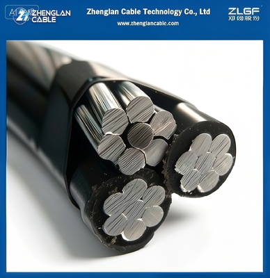 Cabos aéreos isolados 0,6/1kV Condutor de alumínio triplex XLPE Condutores de fase isolados e fio neutro AAAC nu 2x1/0+1/0AWG