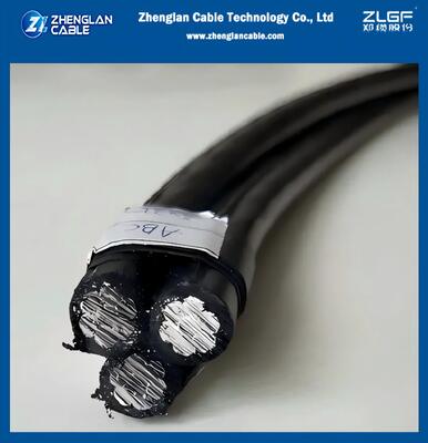 0.6 / 1kV Todo o Triplex ABC Cable isolado 2 × 1/0AWG + 1/0AWG ♫ AAC / XLPE + AAAC / XLPE Cable aéreo auto-sustentável