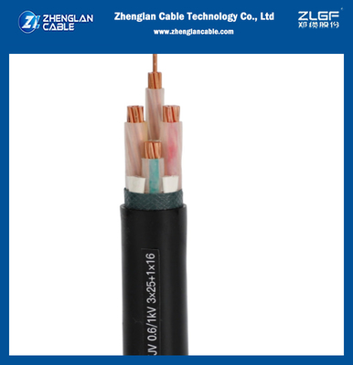 Cu Multicore AL Conductor do cabo distribuidor de corrente 3x25sqmm+1x16sqmm de tensão de NA2XRY 0.6/1KV baixo